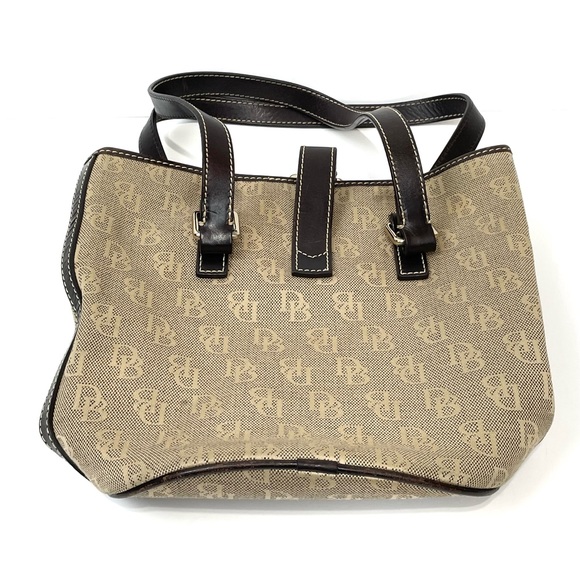 Dooney And Bourke Brown Leather Signature Jacquard Hobo Shoulder Logo - Picture 11 of 16